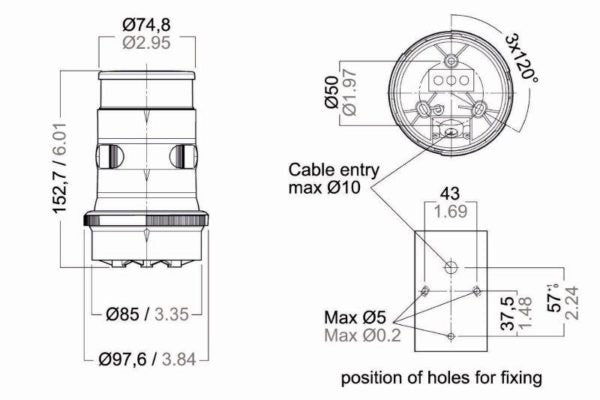 34 SERIE – LED LANTERNER Topp/Tricolor Anker, quic