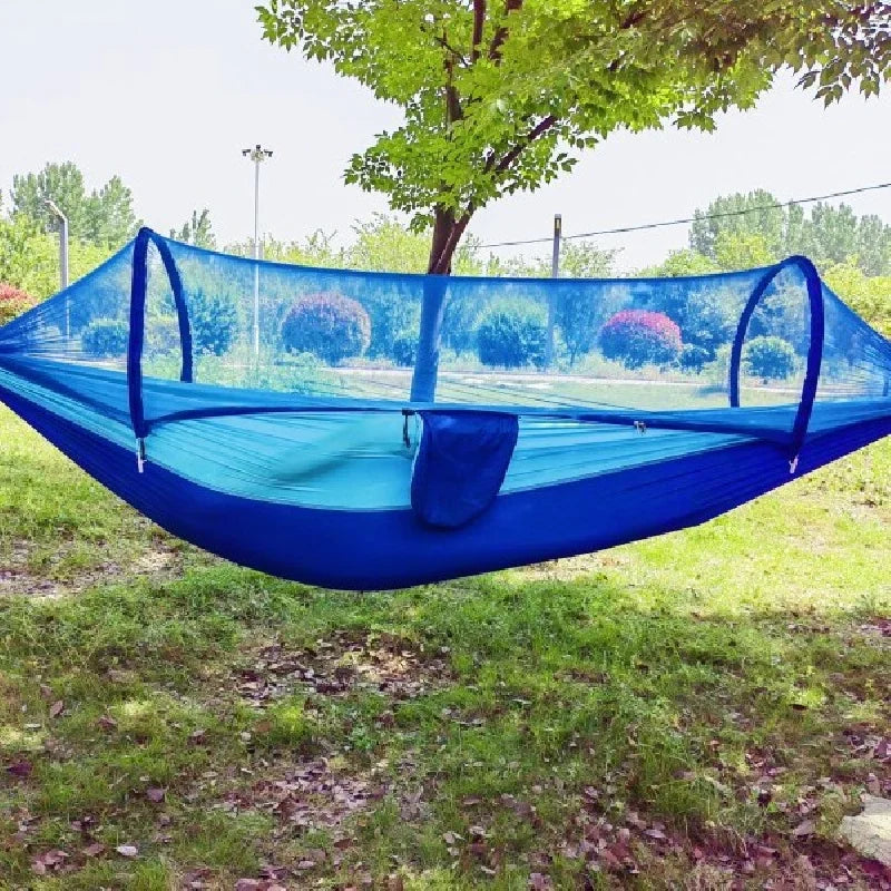 Lightweight Parachute Fabric Outdoor Hammock with Net for Camping Travel 250x120cm