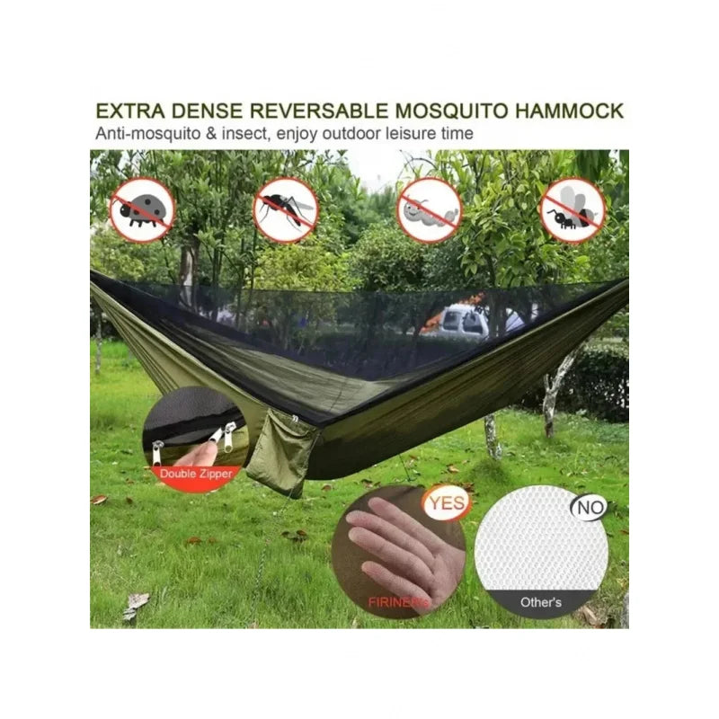 Lightweight Parachute Fabric Outdoor Hammock with Net for Camping Travel 250x120cm