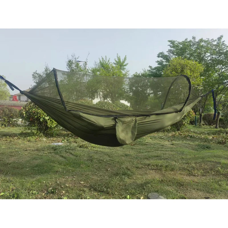 Lightweight Parachute Fabric Outdoor Hammock with Net for Camping Travel 250x120cm
