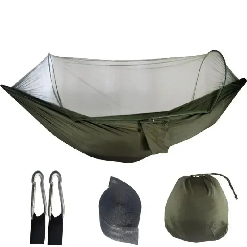 Lightweight Parachute Fabric Outdoor Hammock with Net for Camping Travel 250x120cm