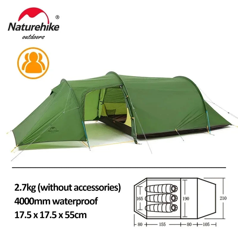 Naturehike Opalus 2, 3, or 4 person hiking tent. 4 season tent. Ultralight waterproof camping tent.